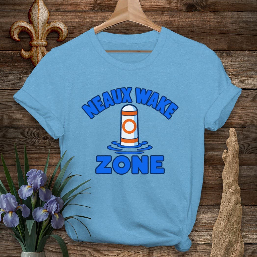 S / Heather Sapphire Louisiana Neaux Wake Zone T-Shirt by Laissez Faire Wear