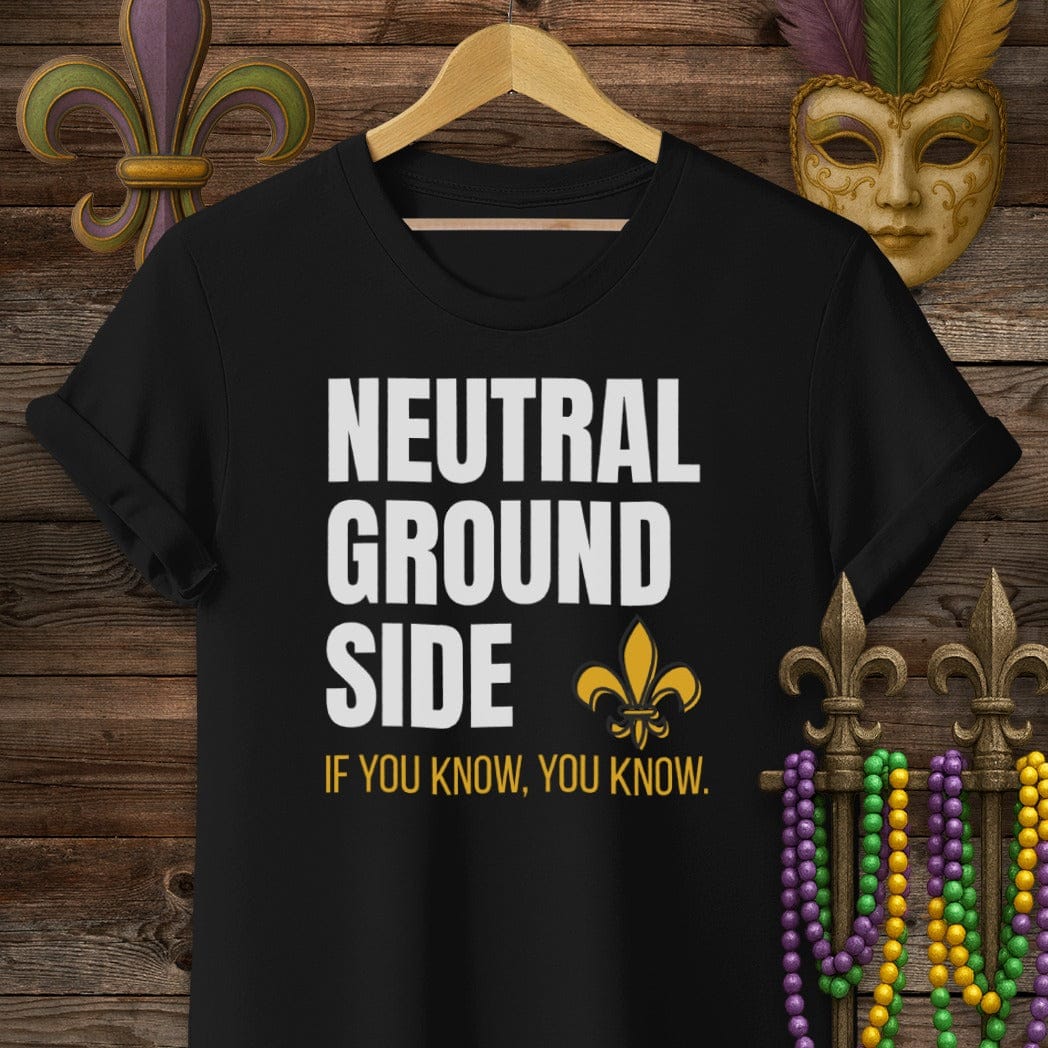 S / Black Louisiana Neutral Ground Side T-Shirt by Laissez Faire Wear