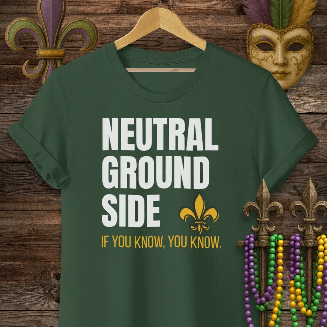 S / Forest Green Louisiana Neutral Ground Side T-Shirt by Laissez Faire Wear