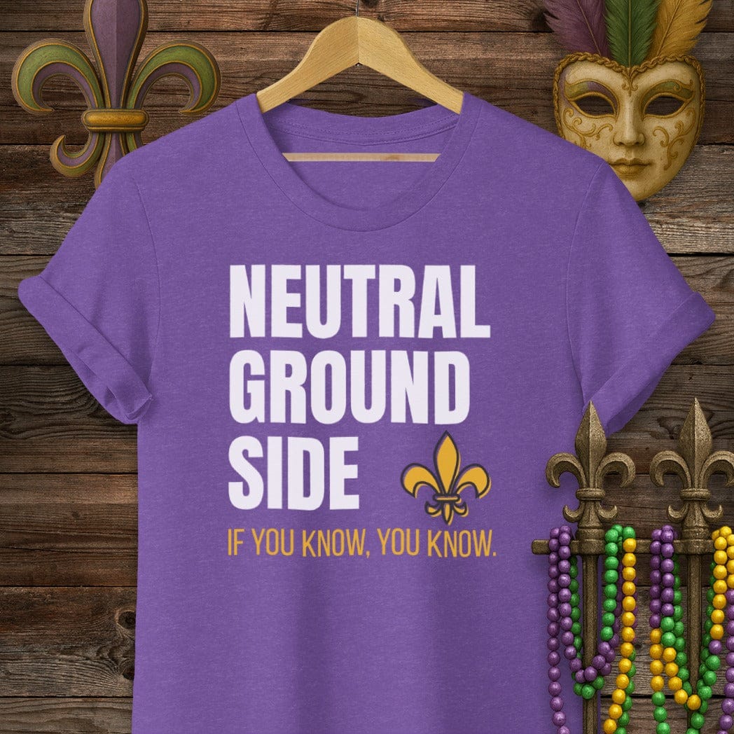 S / Heather Purple Louisiana Neutral Ground Side T-Shirt by Laissez Faire Wear