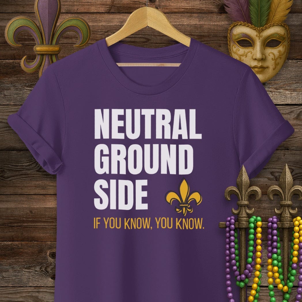 S / Purple Louisiana Neutral Ground Side T-Shirt by Laissez Faire Wear