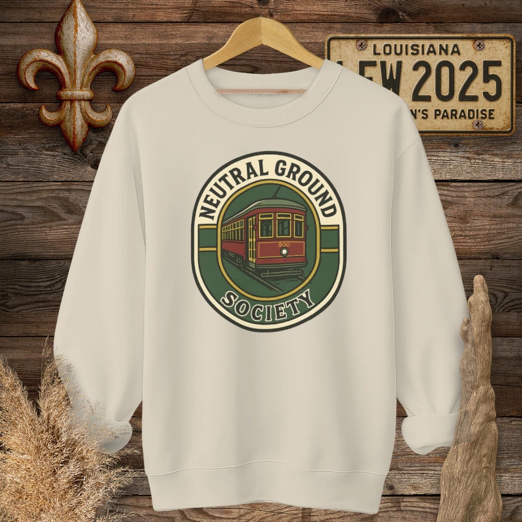 S / Sand Louisiana Neutral Ground Society Sweatshirt by Laissez Faire Wear