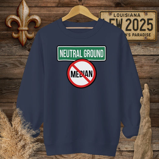 S / Navy Louisiana Neutral Ground Sweatshirt by Laissez Faire Wear