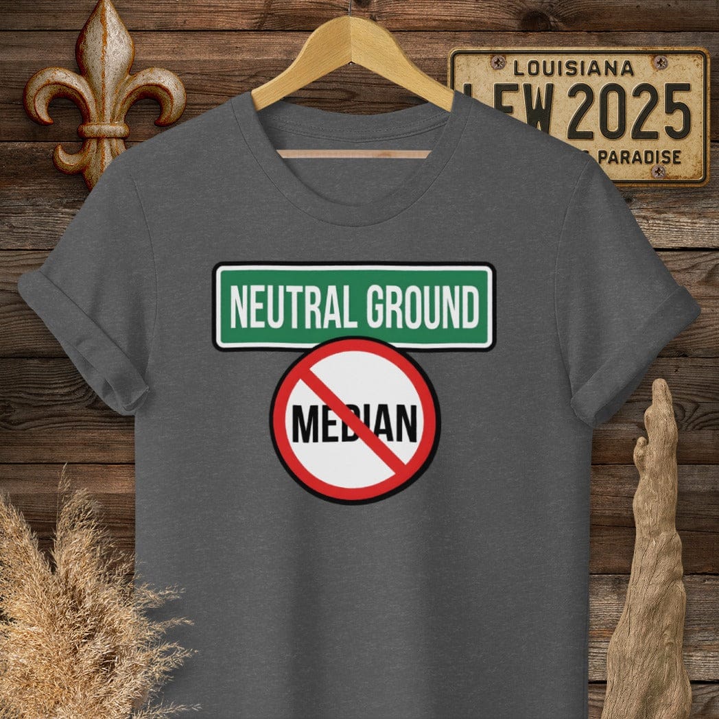 S / Dark Heather Louisiana Neutral Ground T-Shirt by Laissez Faire Wear