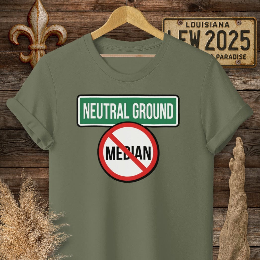 S / Military Green Louisiana Neutral Ground T-Shirt by Laissez Faire Wear