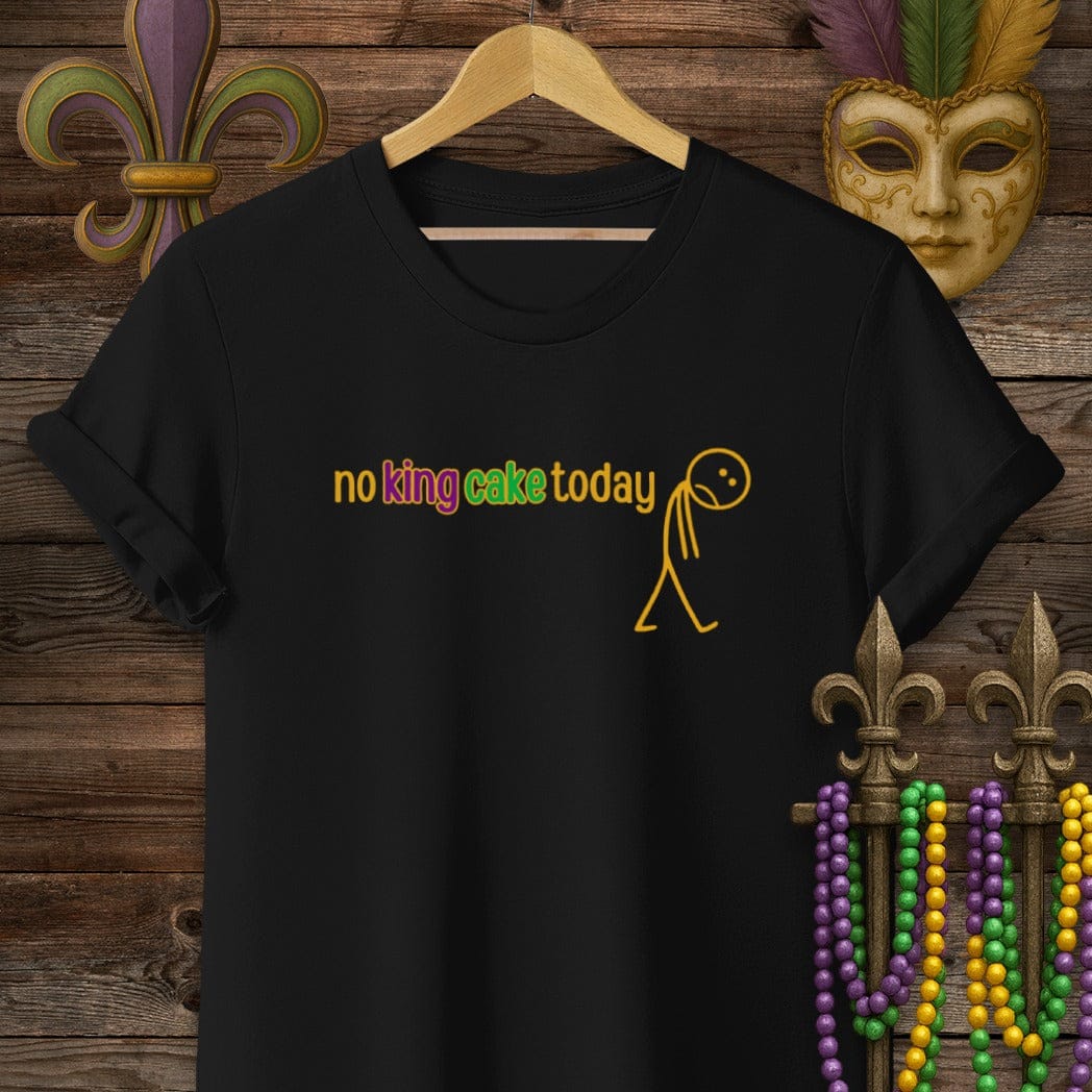 S / Black Louisiana No King Cake T-Shirt by Laissez Faire Wear