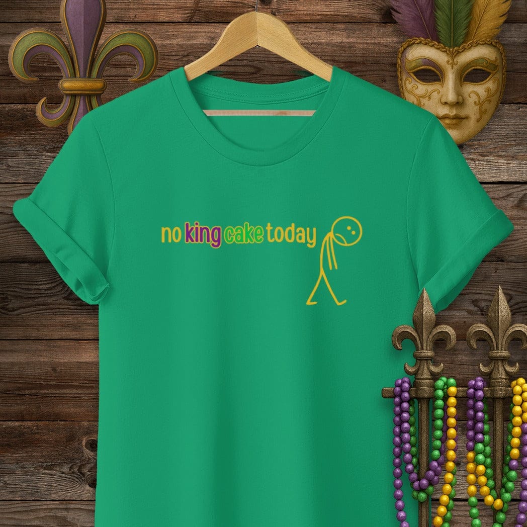 S / Kelly Green Louisiana No King Cake T-Shirt by Laissez Faire Wear