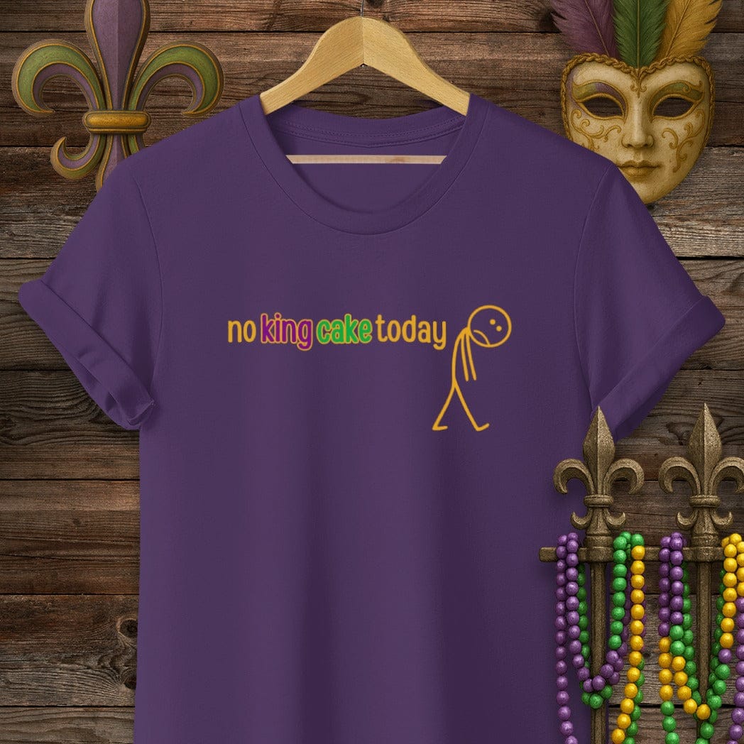 S / Purple Louisiana No King Cake T-Shirt by Laissez Faire Wear