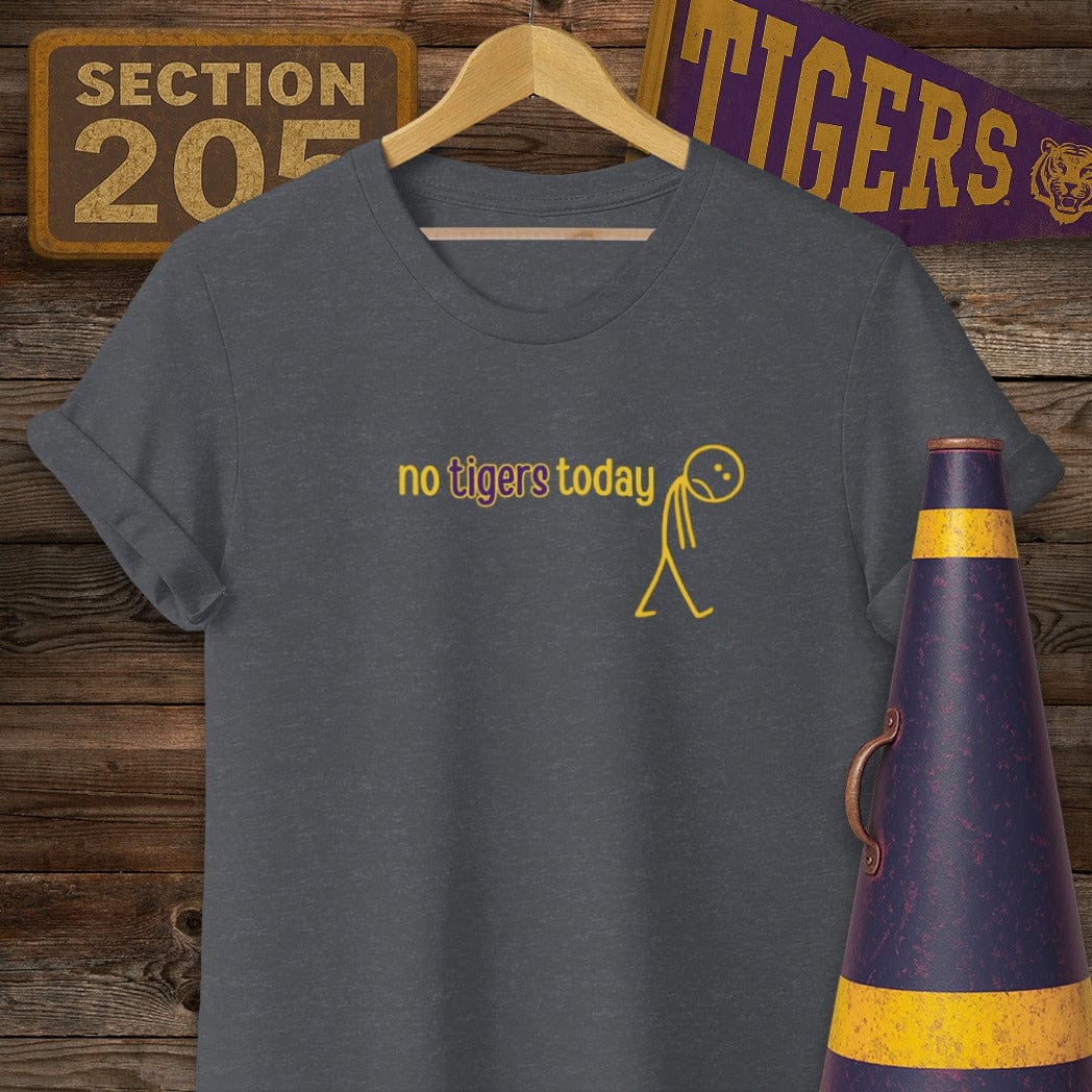 S / Dark Heather Grey Louisiana No Tigers Today T-Shirt by Laissez Faire Wear