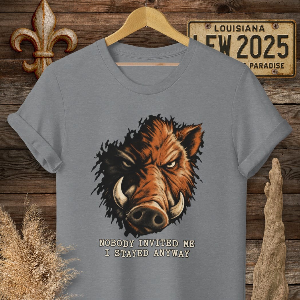 S / Graphite Heather Louisiana Nobody Invited Me T-Shirt by Laissez Faire Wear