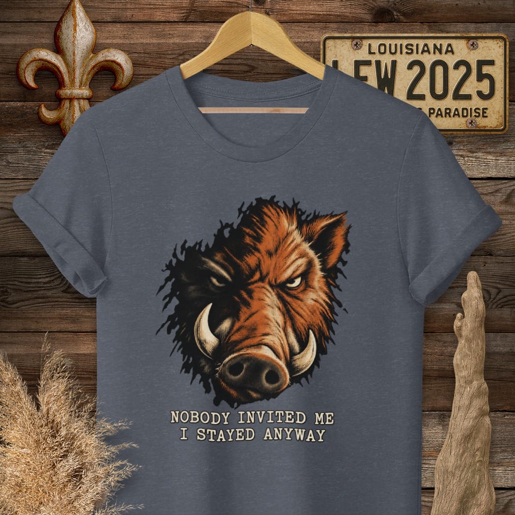S / Heather Navy Louisiana Nobody Invited Me T-Shirt by Laissez Faire Wear