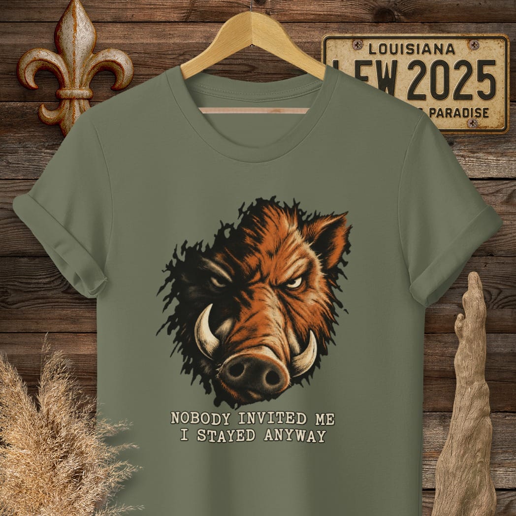 S / Military Green Louisiana Nobody Invited Me T-Shirt by Laissez Faire Wear