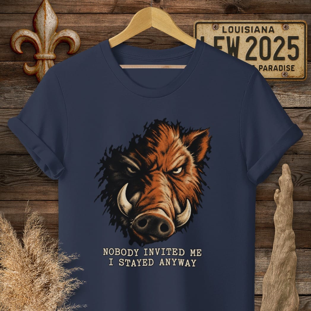 S / Navy Louisiana Nobody Invited Me T-Shirt by Laissez Faire Wear