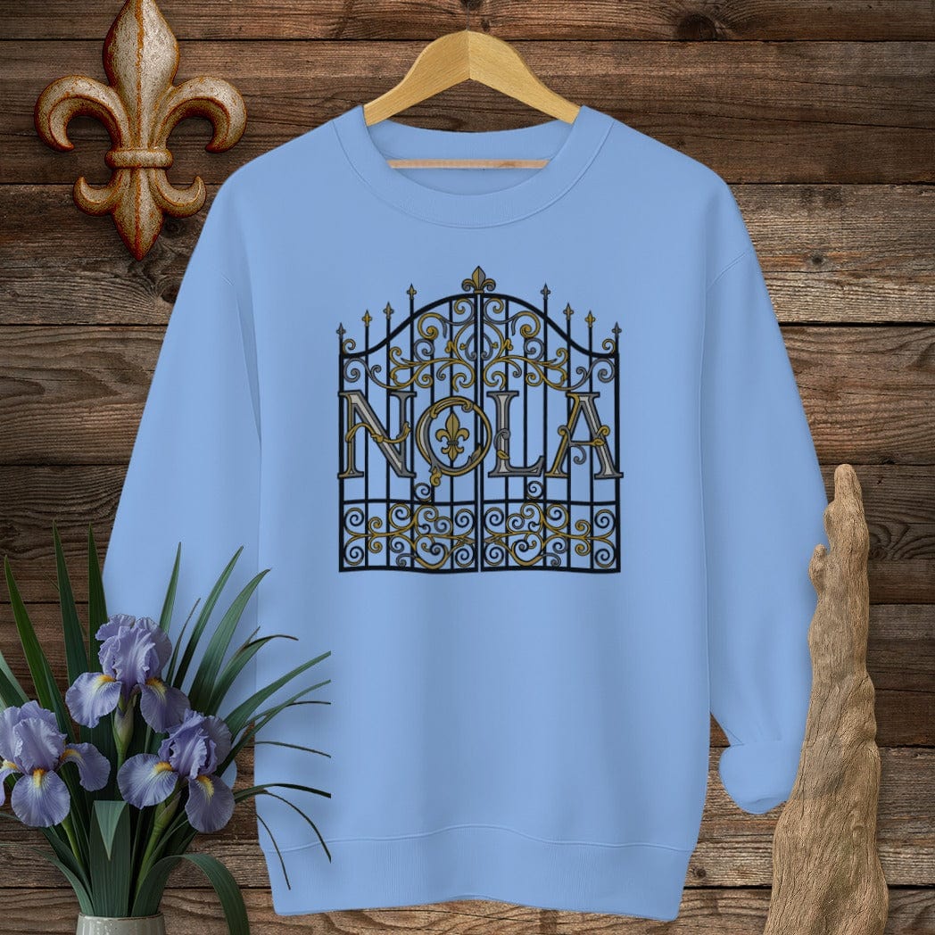 S / Carolina Blue Louisiana NOLA Sweatshirt by Laissez Faire Wear