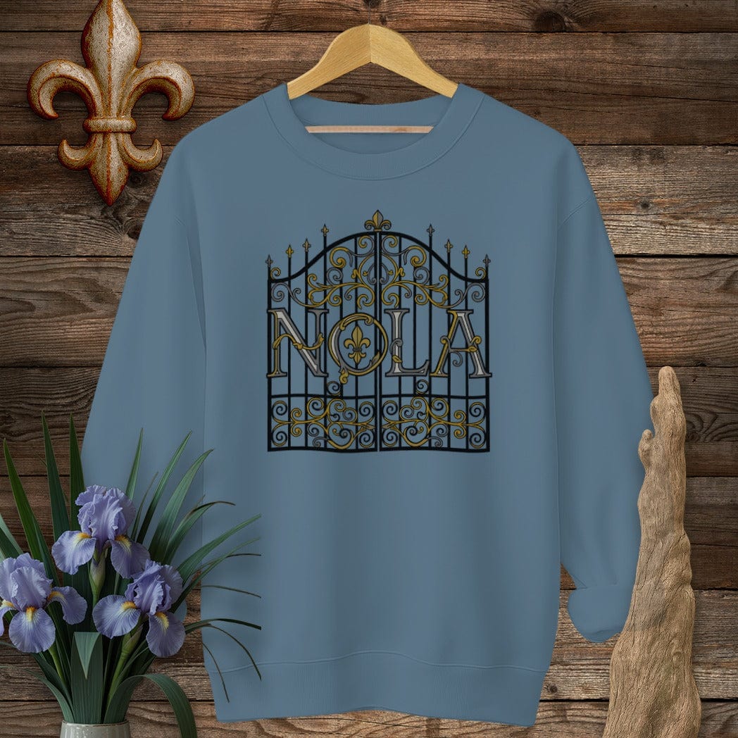 S / Indigo Blue Louisiana NOLA Sweatshirt by Laissez Faire Wear