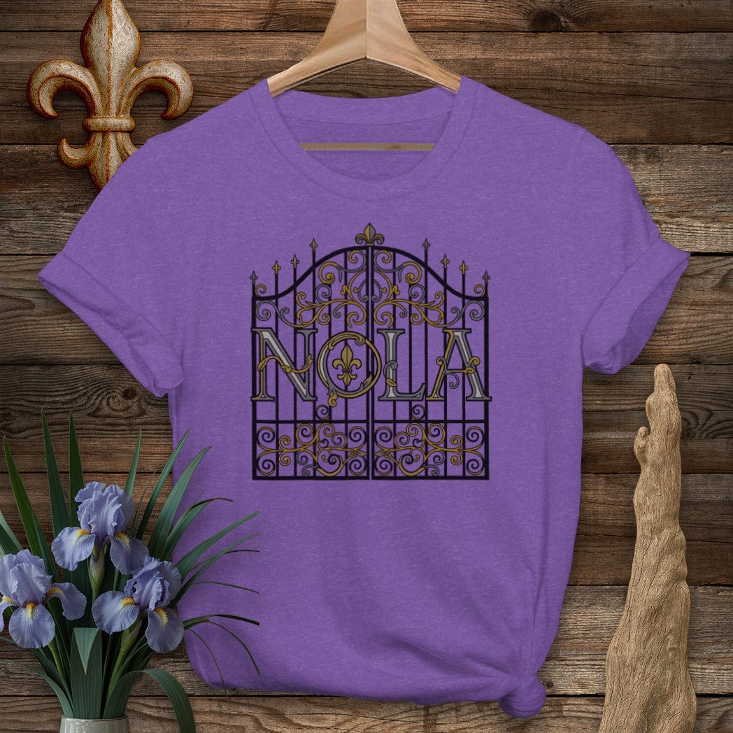 S / Heather Purple Louisiana NOLA T-Shirt by Laissez Faire Wear