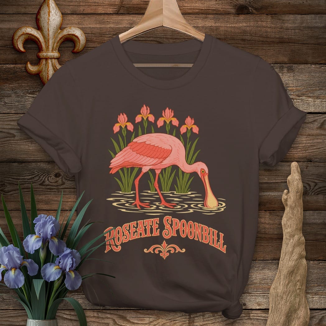 Dark Chocolate / S Louisiana Not Quite a Flamingo T-Shirt by Laissez Faire Wear
