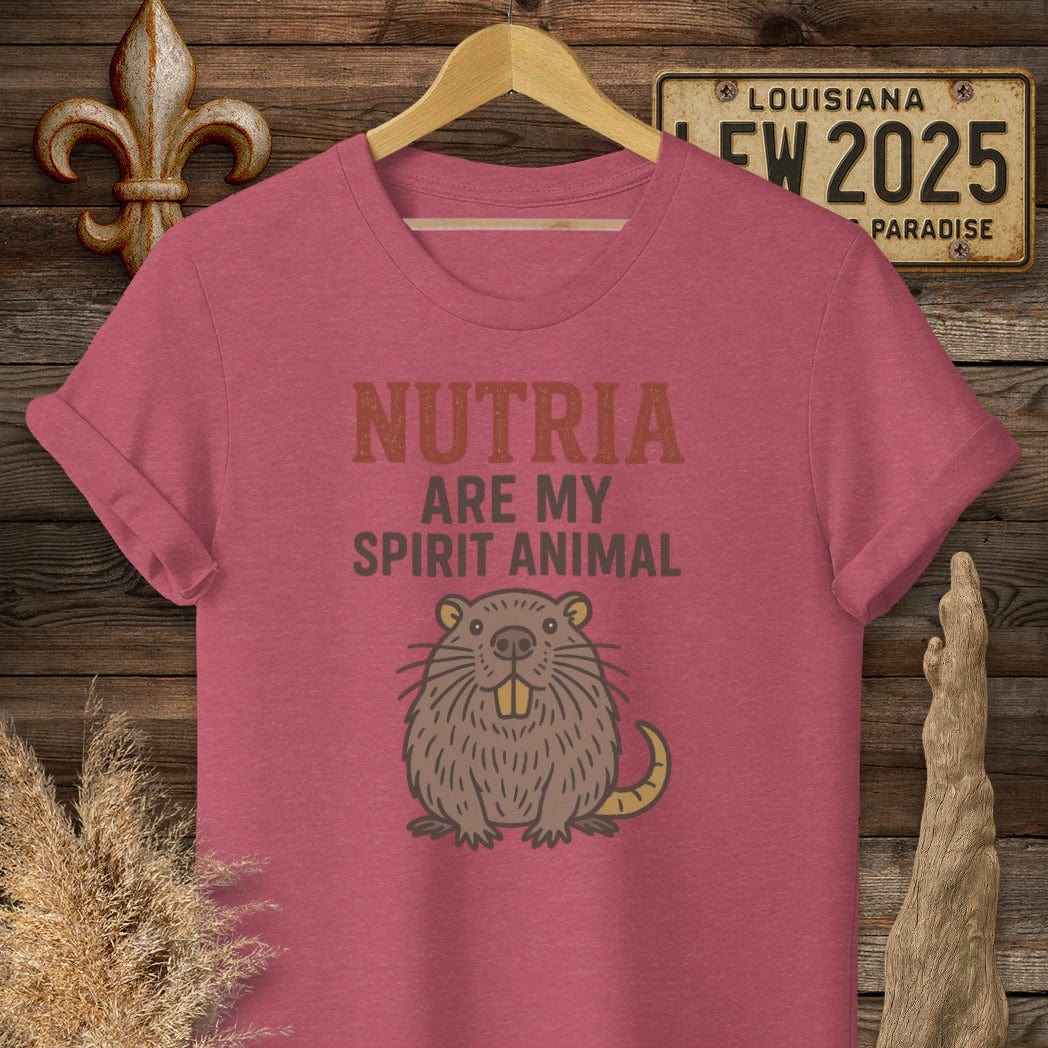 S / Heather Cardinal Louisiana Nutria are my Spirit Animal Funny T-Shirt by Laissez Faire Wear