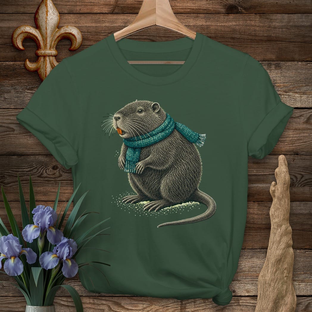 S / Forest Green Louisiana Nutria Cold Snap T-Shirt by Laissez Faire Wear