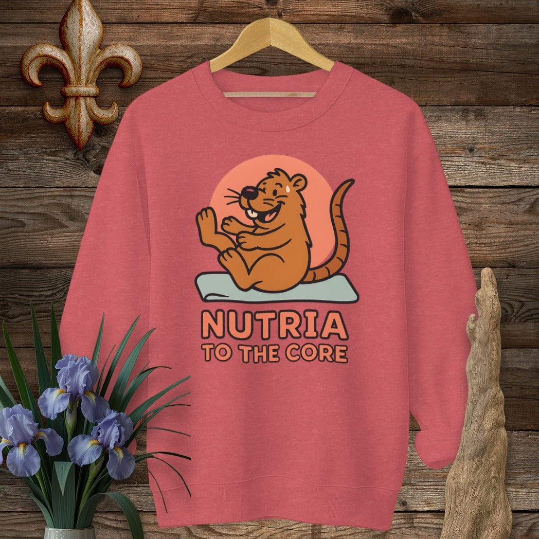 S / Heather Scarlet Red Louisiana Nutria to the Core Sweatshirt by Laissez Faire Wear