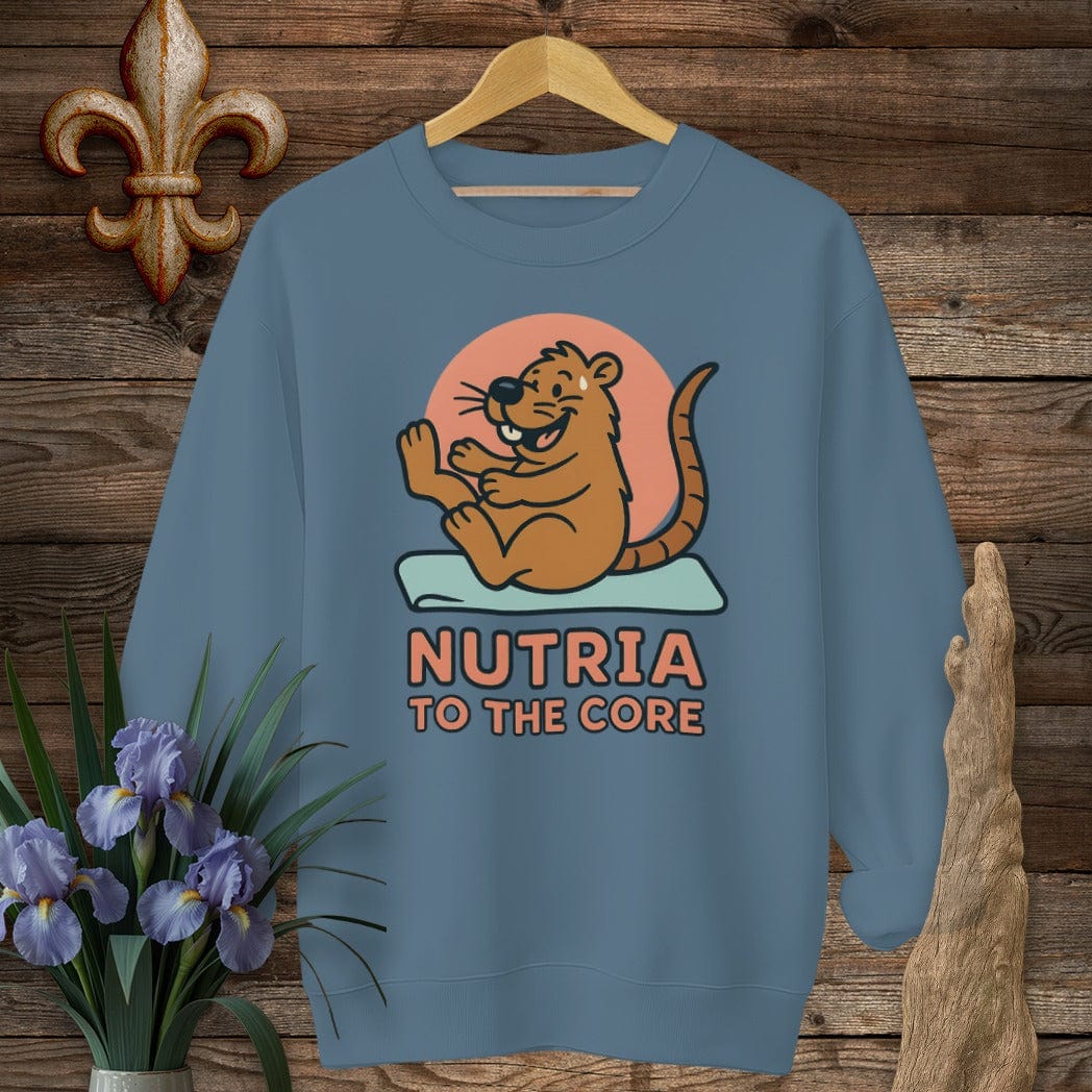 S / Indigo Blue Louisiana Nutria to the Core Sweatshirt by Laissez Faire Wear