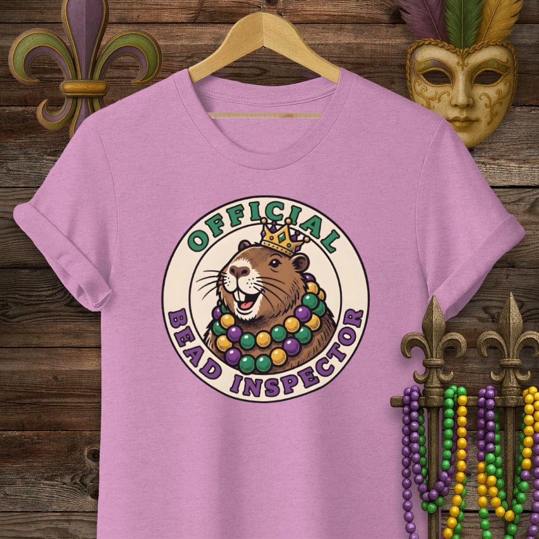 S / Heather Radiant Orchid Louisiana Official Bead Inspector T-Shirt by Laissez Faire Wear