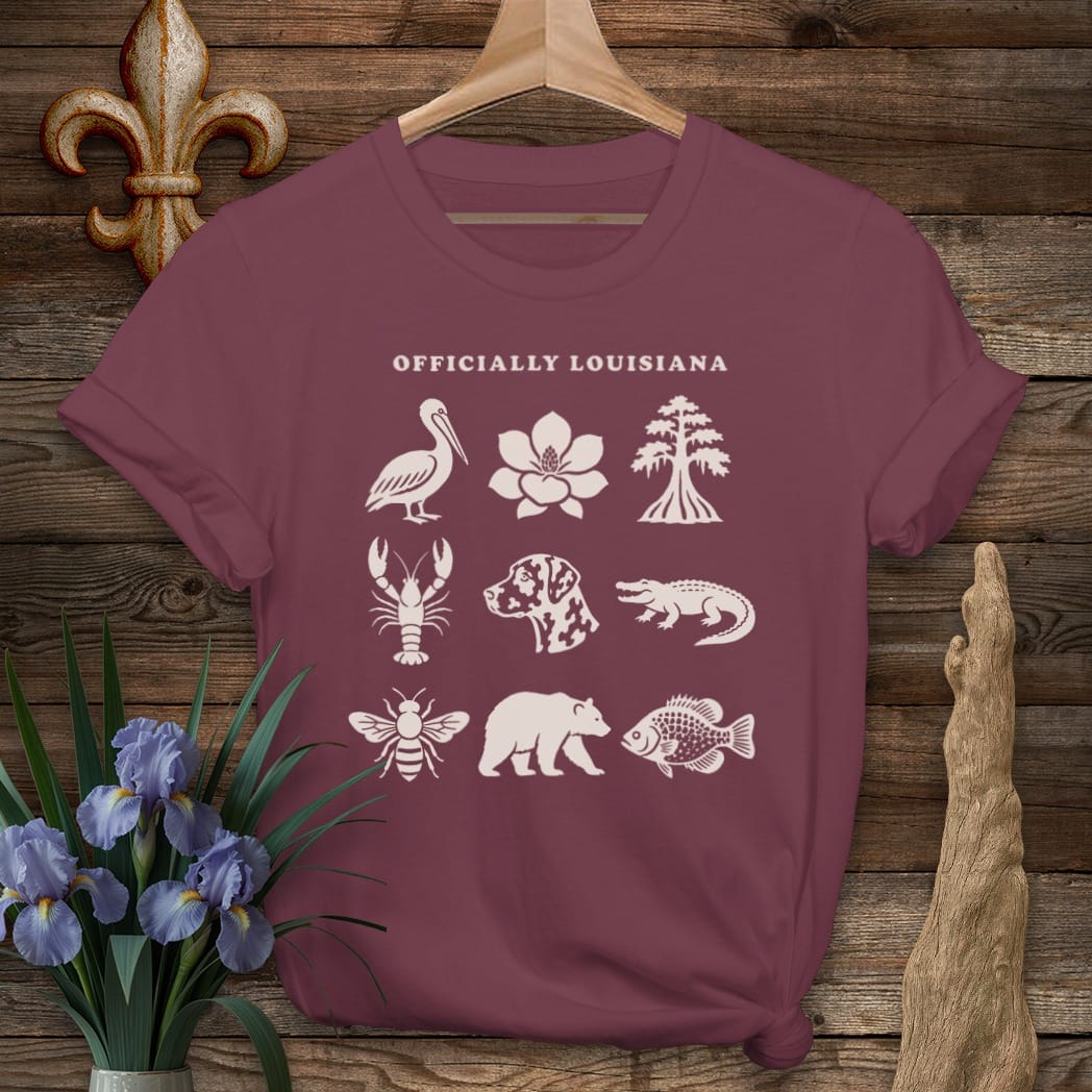S / Maroon Louisiana Officially Louisiana T-Shirt by Laissez Faire Wear
