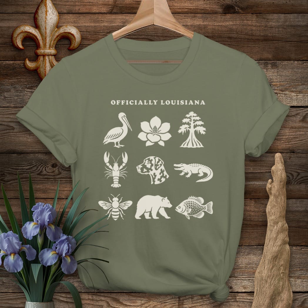 S / Military Green Louisiana Officially Louisiana T-Shirt by Laissez Faire Wear