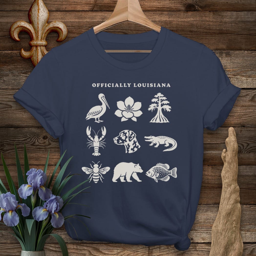 S / Navy Louisiana Officially Louisiana T-Shirt by Laissez Faire Wear