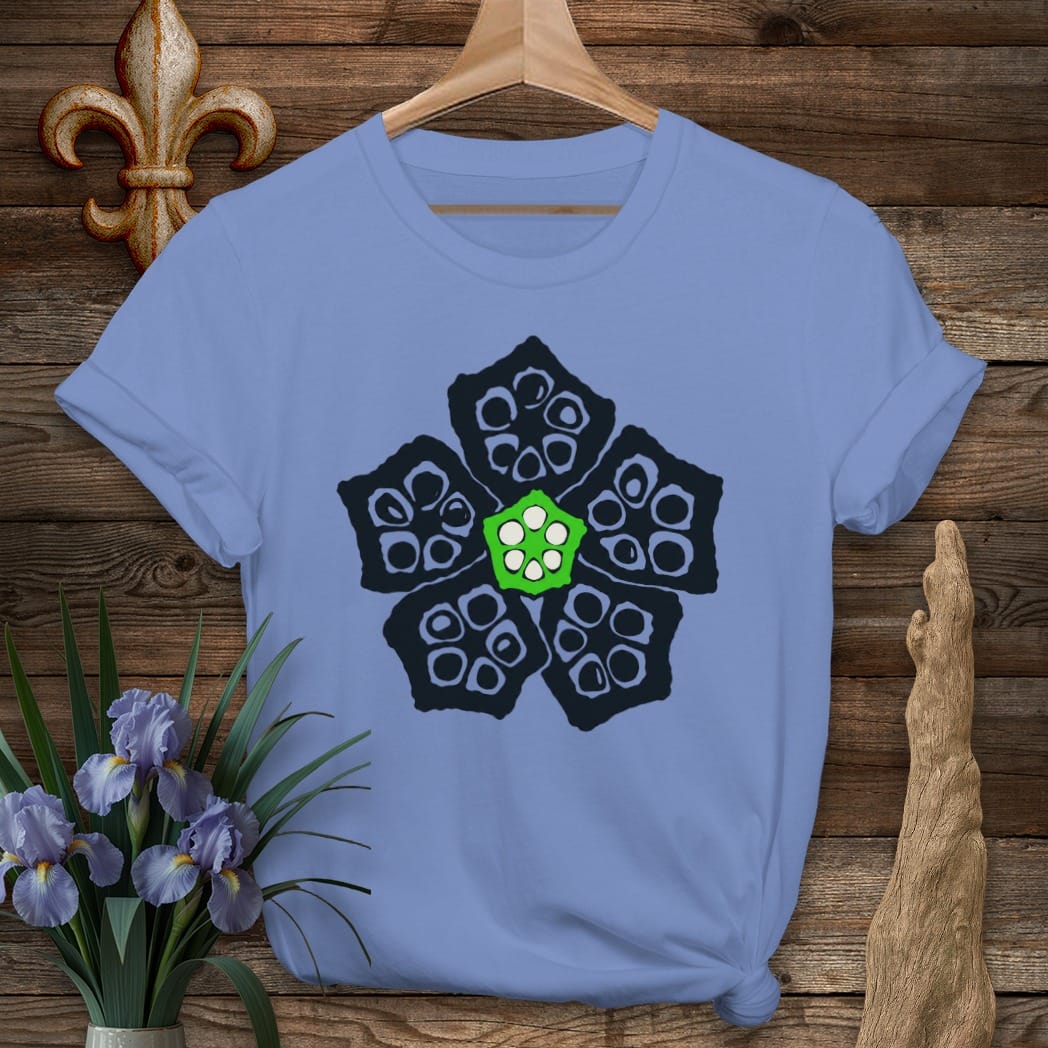 S / Iris Louisiana Okra Shadow Pod T-Shirt by Laissez Faire Wear