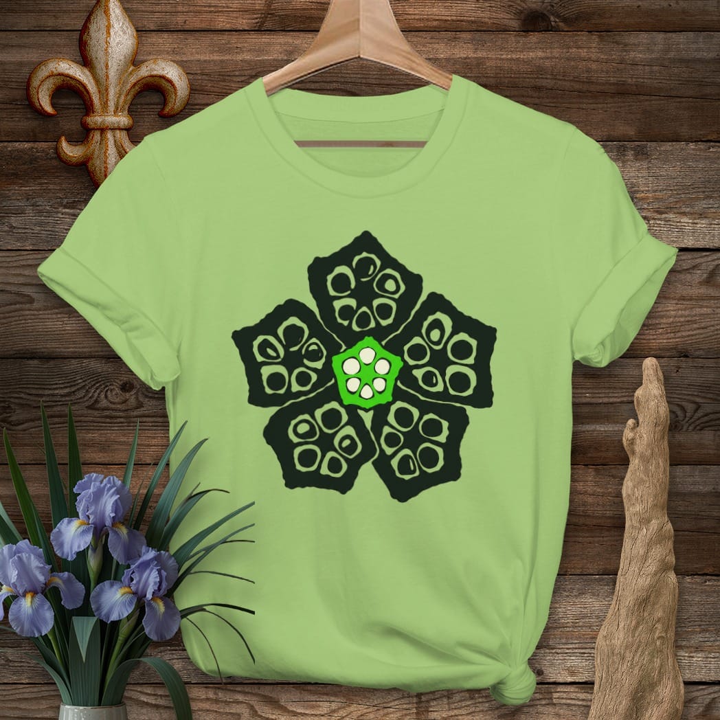 S / Lime Louisiana Okra Shadow Pod T-Shirt by Laissez Faire Wear