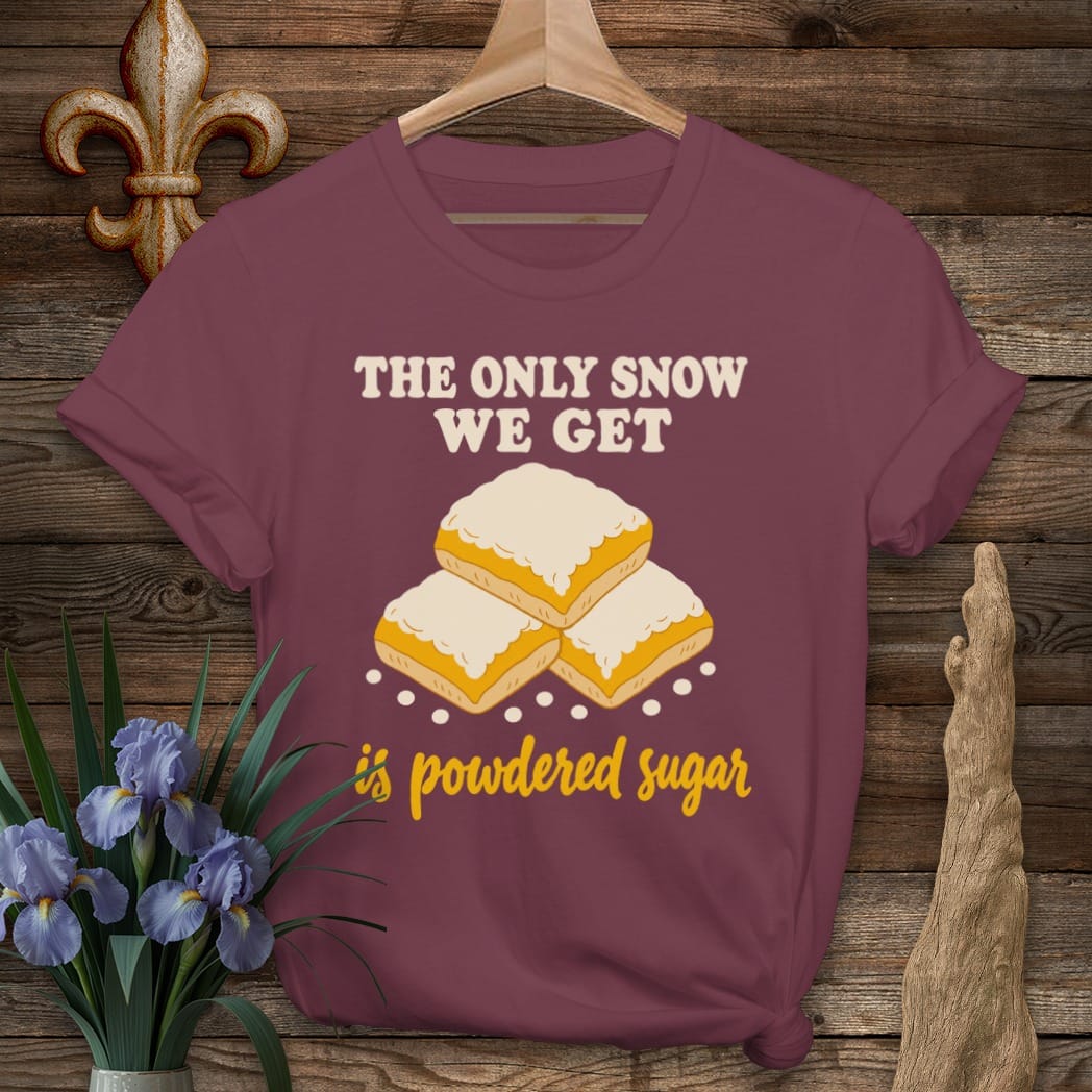 S / Maroon Louisiana Only Snow We Get T-Shirt by Laissez Faire Wear