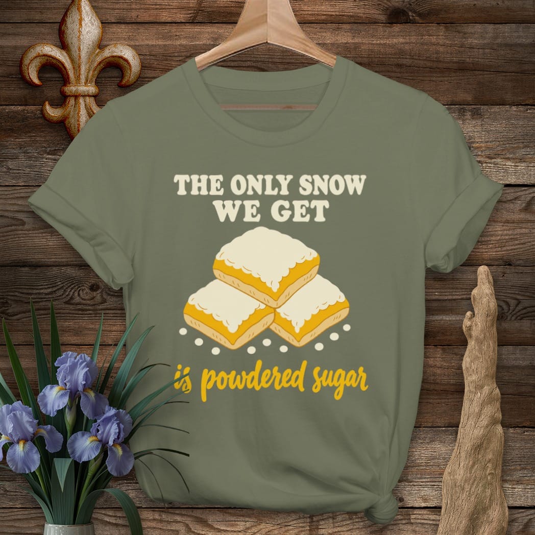 S / Military Green Louisiana Only Snow We Get T-Shirt by Laissez Faire Wear