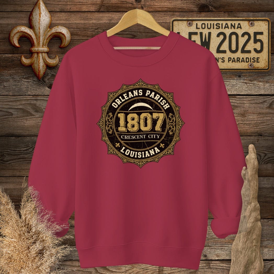 S / Cardinal Red Louisiana Orleans Parish Sweatshirt by Laissez Faire Wear