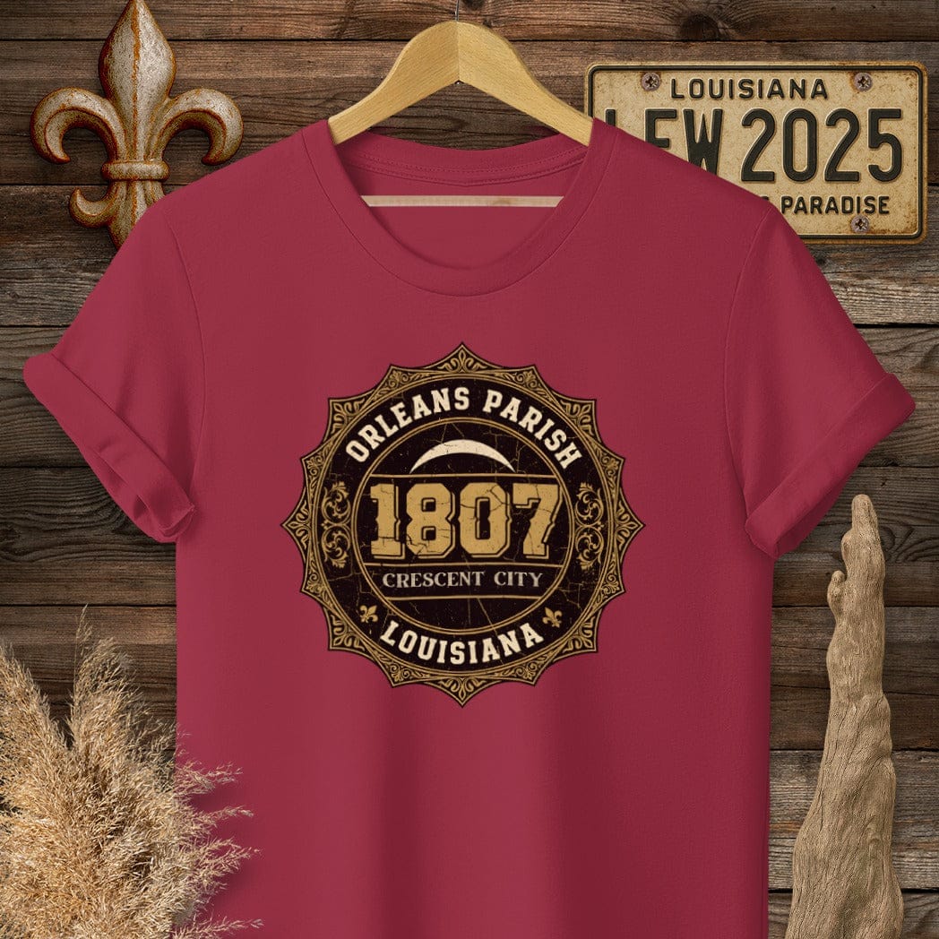 S / Cardinal Red Louisiana Orleans Parish T-Shirt by Laissez Faire Wear