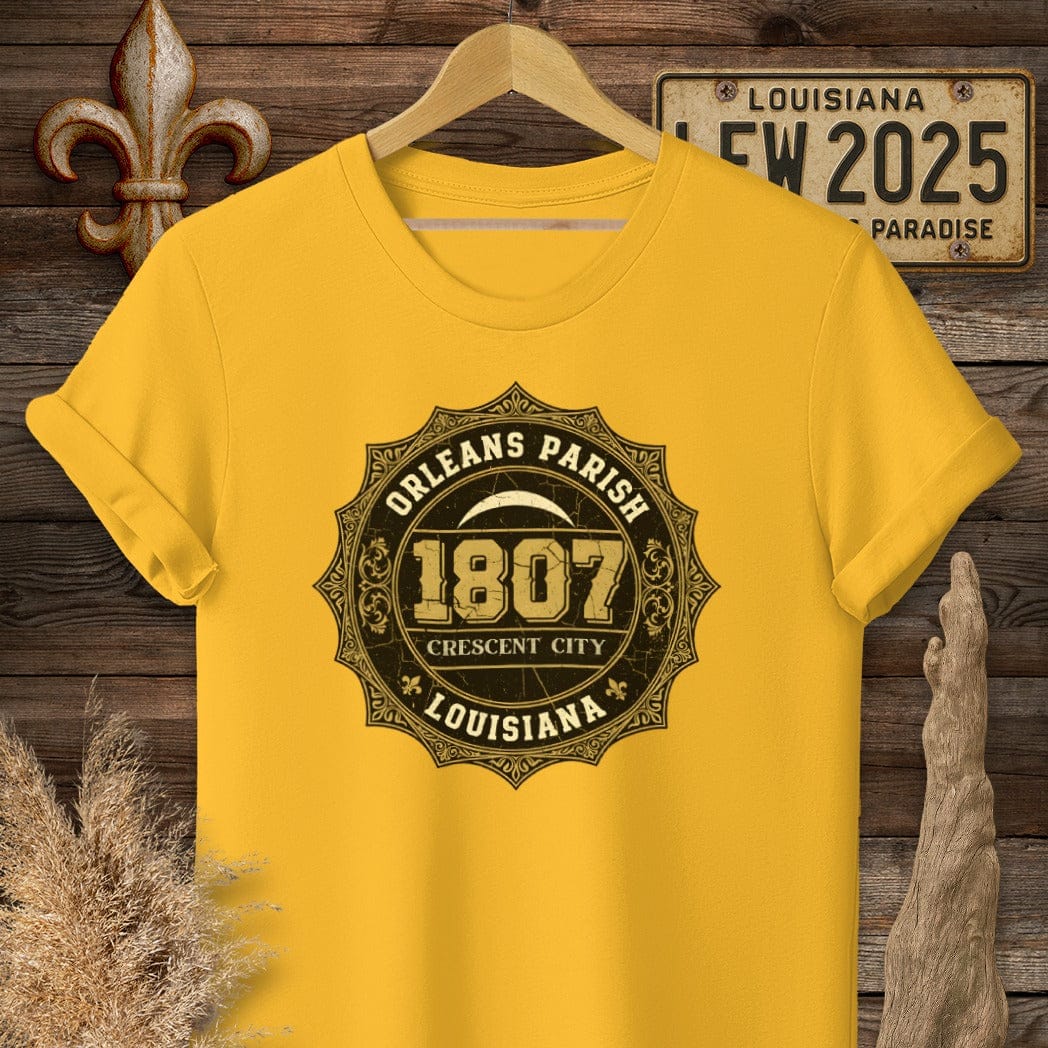 S / Gold Louisiana Orleans Parish T-Shirt by Laissez Faire Wear