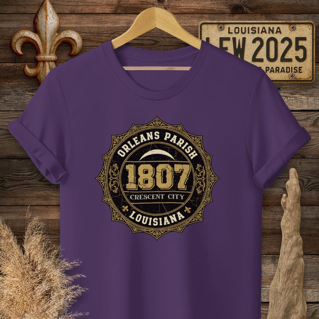 S / Purple Louisiana Orleans Parish T-Shirt by Laissez Faire Wear