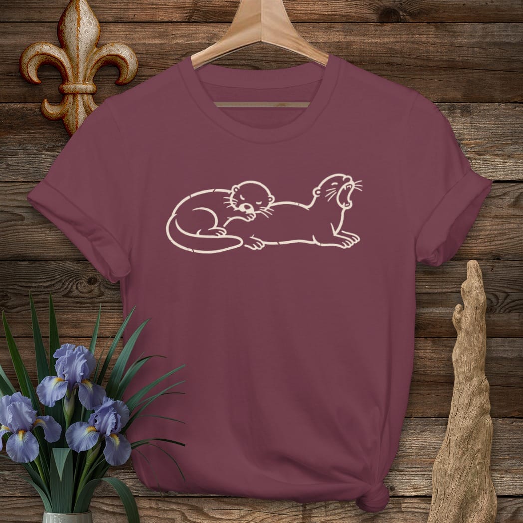 S / Maroon Louisiana Otter Nap T-Shirt by Laissez Faire Wear