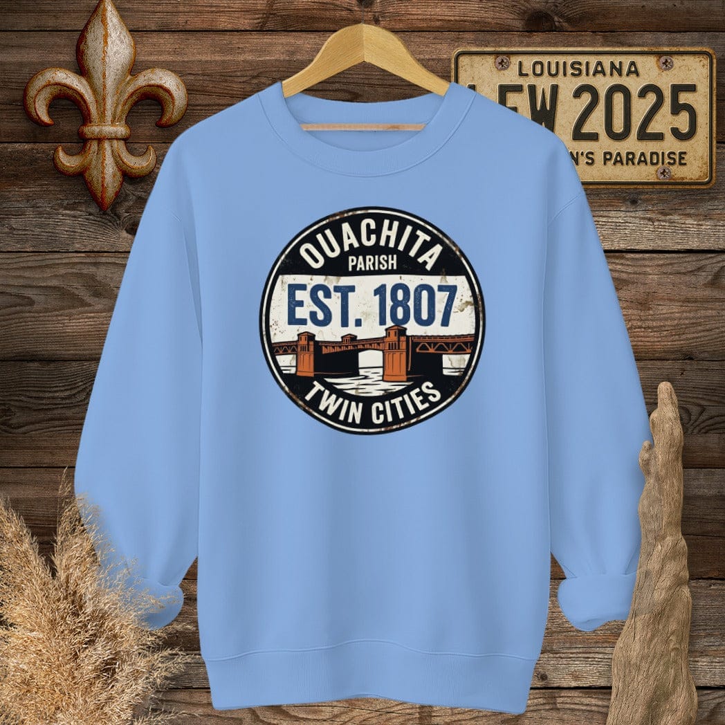 S / Carolina Blue Louisiana Ouachita Parish Sweatshirt by Laissez Faire Wear
