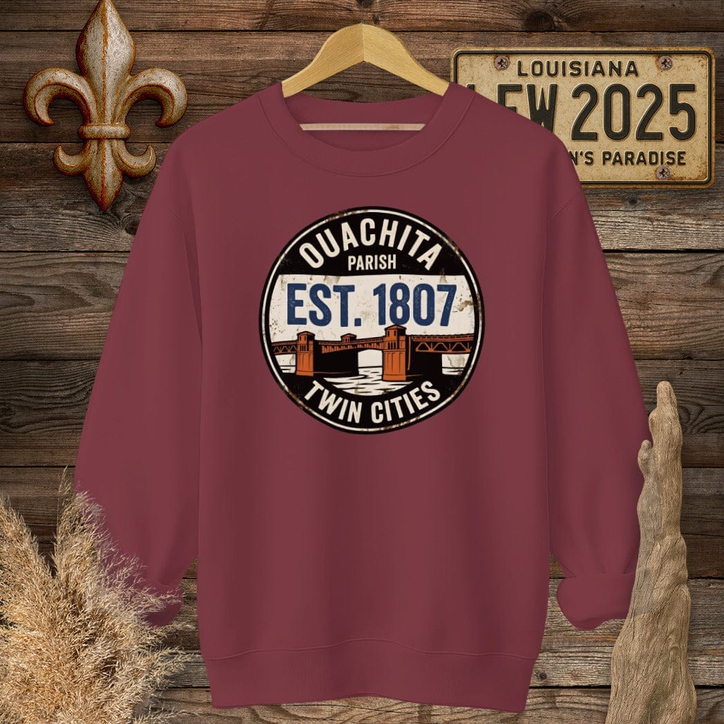 S / Garnet Louisiana Ouachita Parish Sweatshirt by Laissez Faire Wear