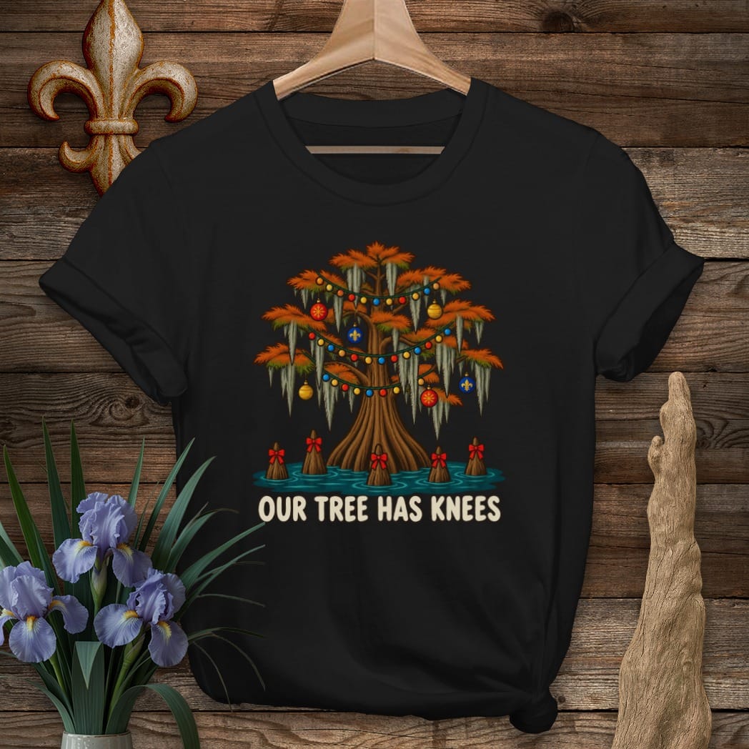 S / Black Louisiana Our Tree Has Knees T-Shirt by Laissez Faire Wear