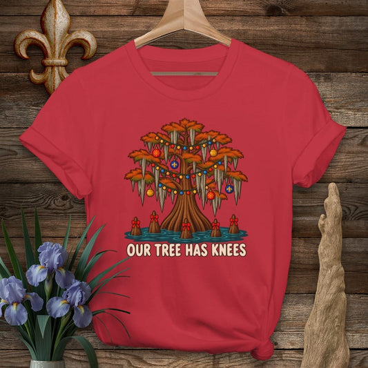S / Cherry Red Louisiana Our Tree Has Knees T-Shirt by Laissez Faire Wear