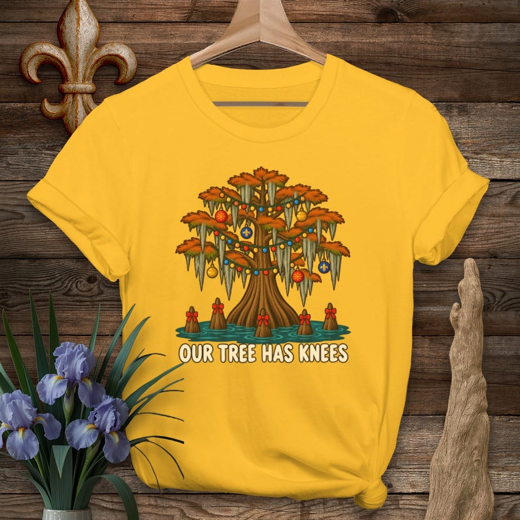 S / Gold Louisiana Our Tree Has Knees T-Shirt by Laissez Faire Wear