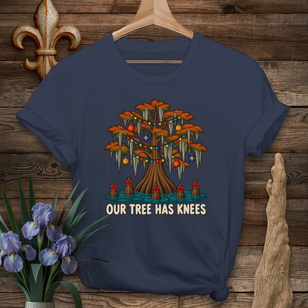 S / Navy Louisiana Our Tree Has Knees T-Shirt by Laissez Faire Wear