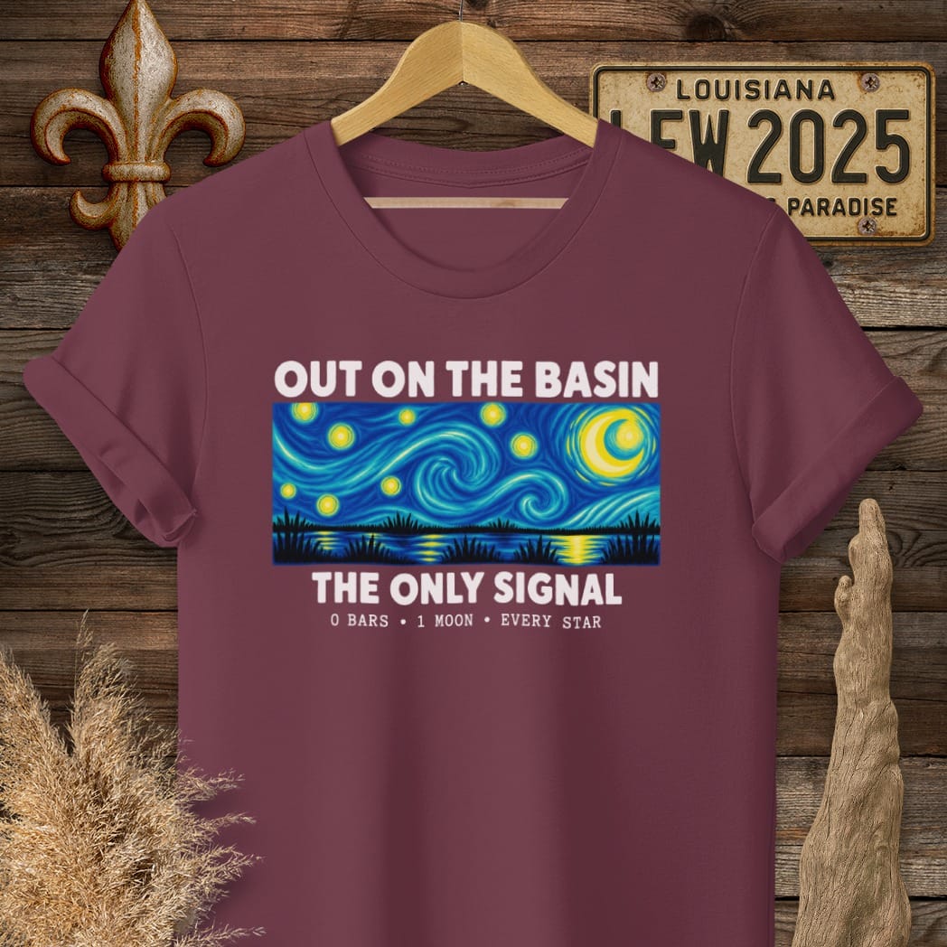 S / Maroon Louisiana Out on the Basin T-Shirt by Laissez Faire Wear