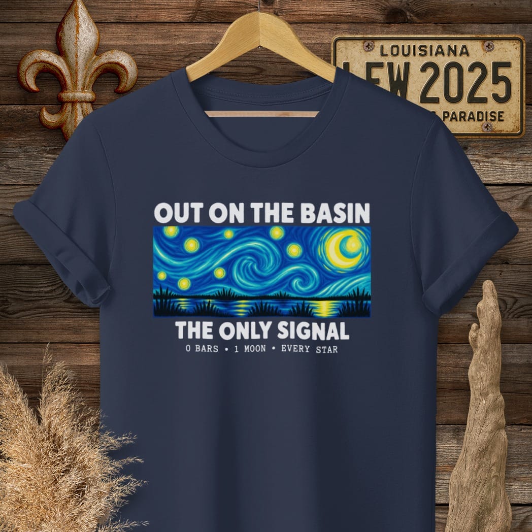 S / Navy Louisiana Out on the Basin T-Shirt by Laissez Faire Wear
