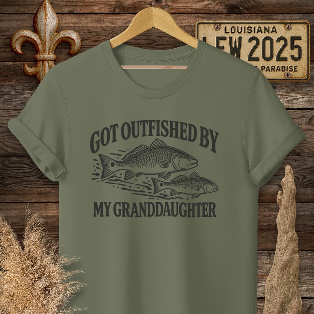 S / Military Green Louisiana Outfished T-Shirt by Laissez Faire Wear