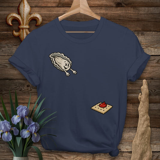S / Navy Louisiana Oyster Dive T-Shirt by Laissez Faire Wear
