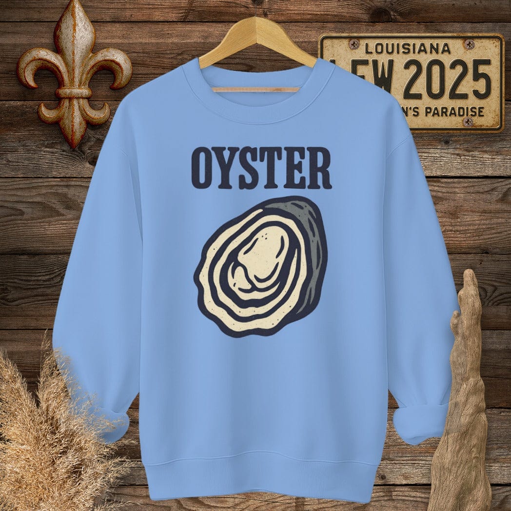 S / Carolina Blue Louisiana Oyster Minimalist Sweatshirt by Laissez Faire Wear