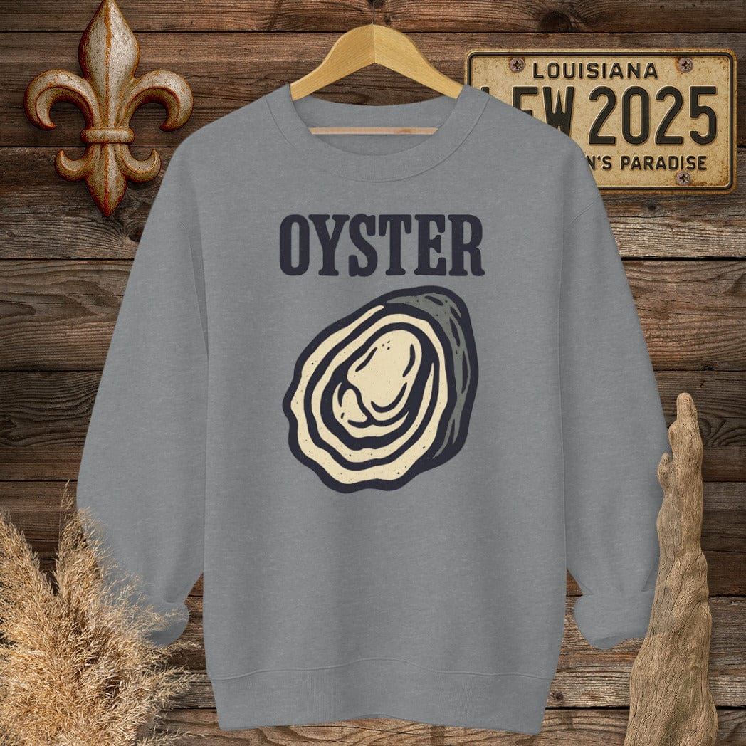 S / Graphite Heather Louisiana Oyster Minimalist Sweatshirt by Laissez Faire Wear